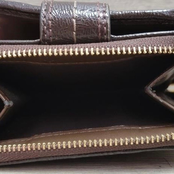 Coach Zipped Coin Pouch Brown Beige 4” x 4.25” Wallet - Picture 3 of 6